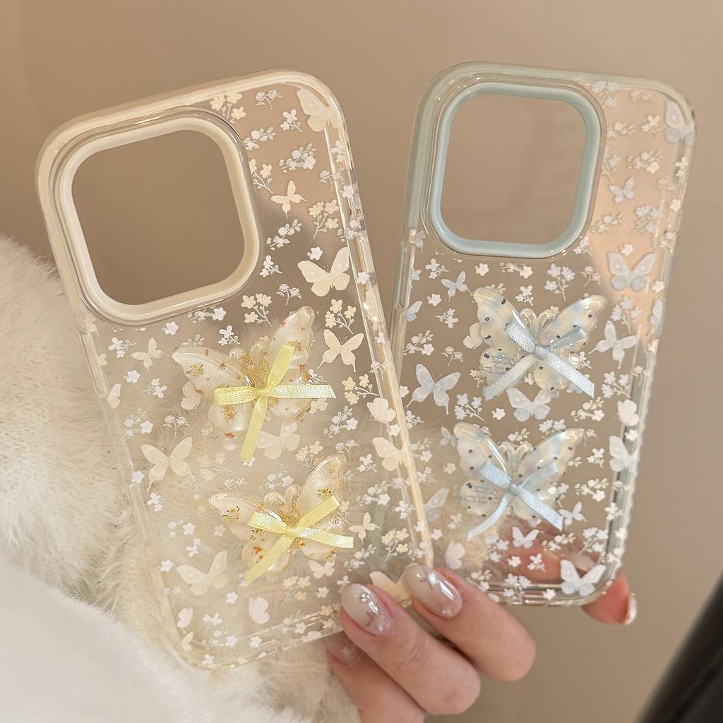 Elegant floral butterfly case suitable for iPhone 17, Apple 15 Pro Max, 16, 13, 11, with a fresh and 3D soft design