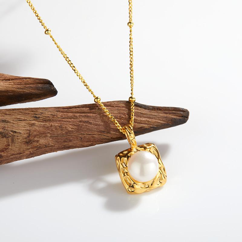 Colier cu pandantiv din argint sterling S925 cu perlă naturală de apă dulce, design de înaltă calitate pentru femei, pandantiv din argint fragmentat de nișă, lanț pentru claviculă