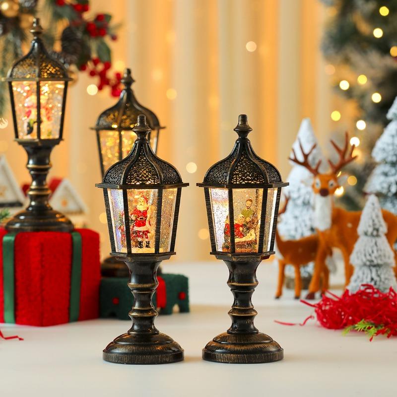Christmas Resin Water-filled Luminous Display USB with Music, Snowflakes, Old Man, Christmas Tree Light Display, Christmas Gift