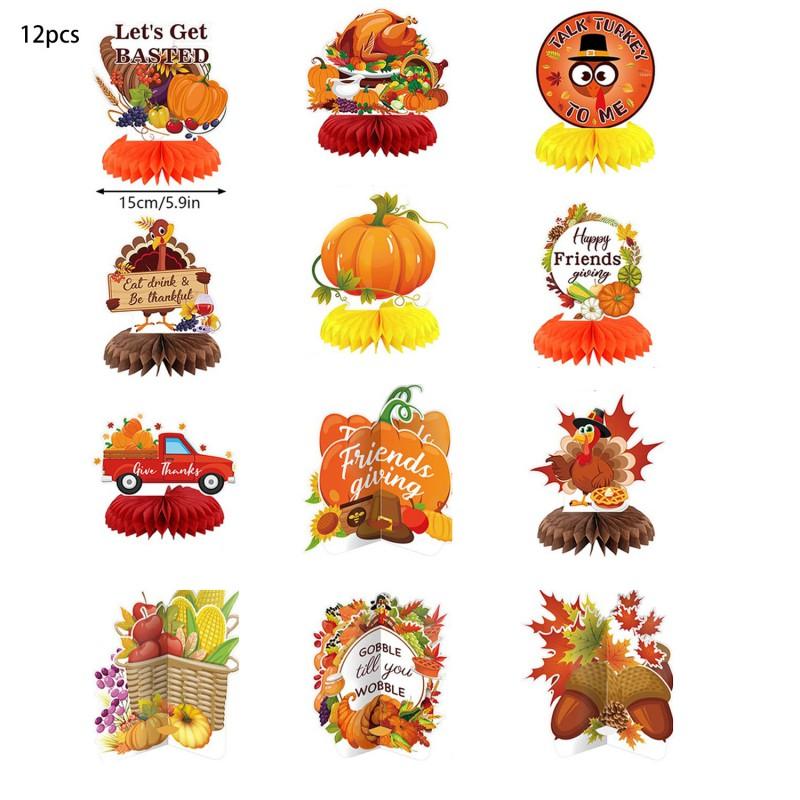 Thanksgiving Party Decorations Set With Maple Leaves Pumpkins Turkeys Table Centerpieces Honeycomb Balls Home Dining