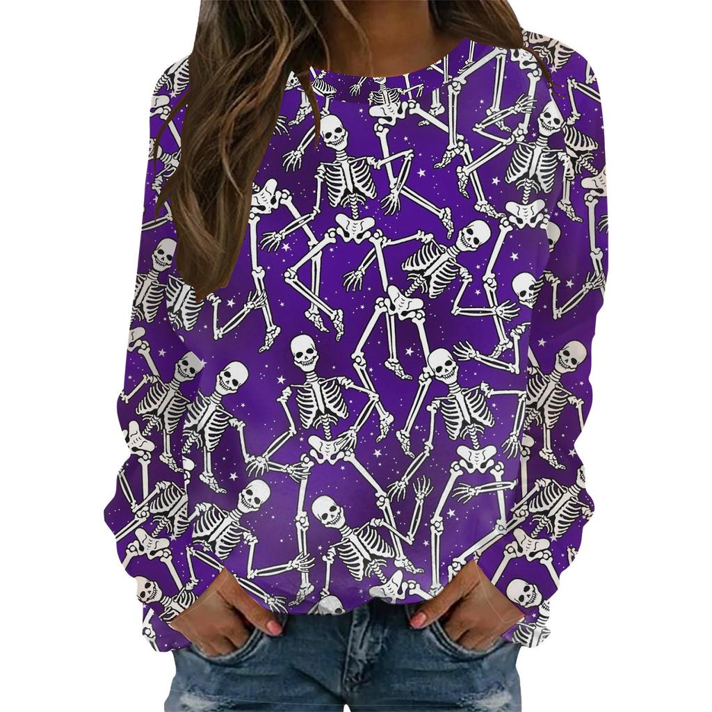 Halloween Pattern Sweatshirts Pumpkin Bat 3D Print Women's Hoodies Raglan Long Sleeve Pullovers Harajuku Tops Female Clothing