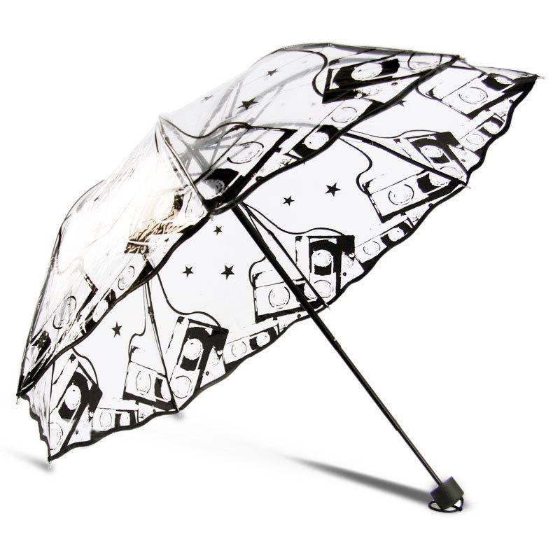 Women Transparent Umbrellas for Protect Against Wind and Rain Clear 3 Fold Umbrella Clear Field Household Rain Gear