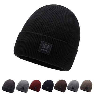 Men'S Wool Hat Winter Fashion Thermal Hat Fleece Thickened Outdoor Riding Knitted Hat Men
