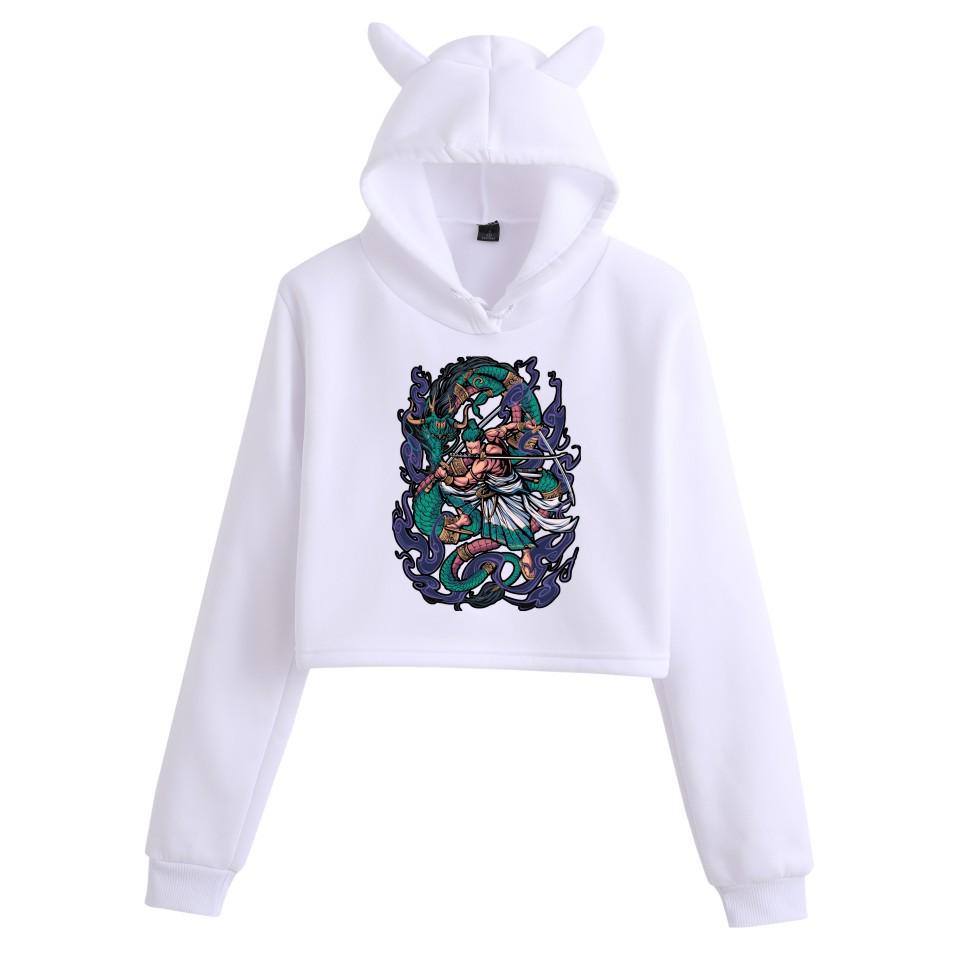 Women's Cat Ear Hoodie - One Piece Anime Print, Casual Wear for Autumn/Winter