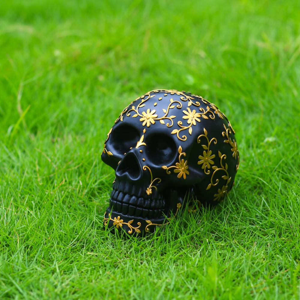 Halloween Skull Statue Creative Vintage Resin Skeleton Figurine Gothic Crow Skull Statue Halloween Home Party Desktop Decoration