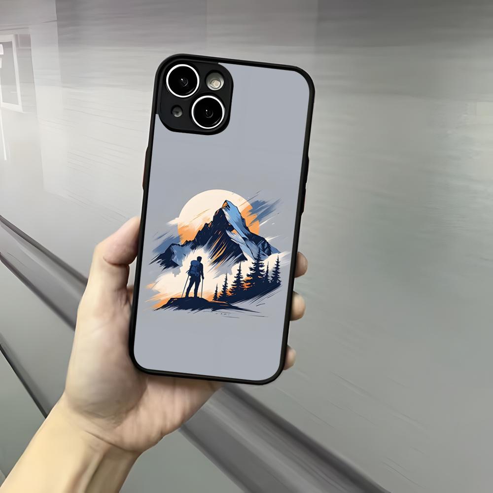 Nature Outdoor Camping Phone Case For Iphone 17 16 15 14 13 12 Pro Max Xr Air Plus Skin Feel Black Hard Shell Cover