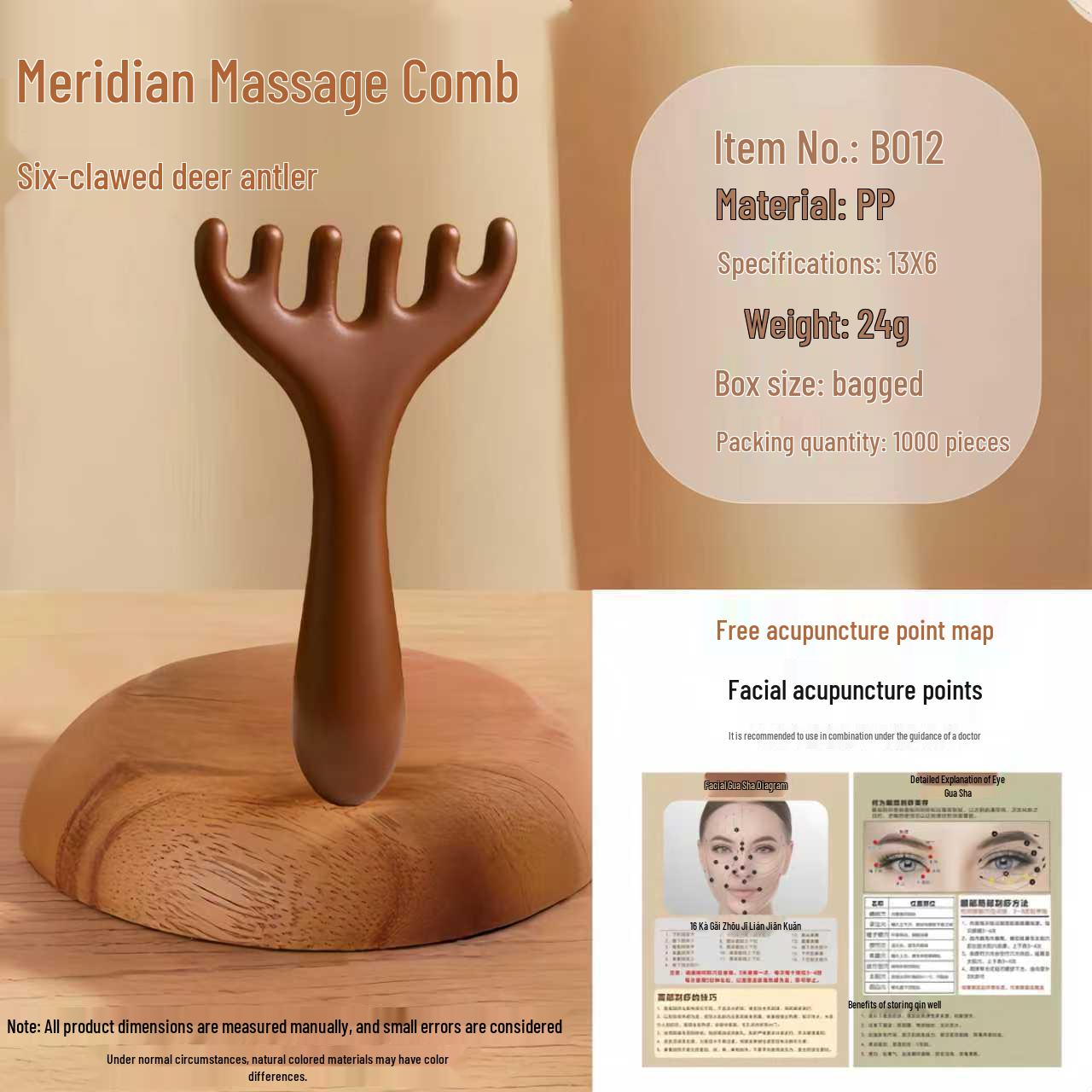 Sandalwood 4-in-1 Massage Comb: Scalp Therapy & Gua Sha Meridian Tool