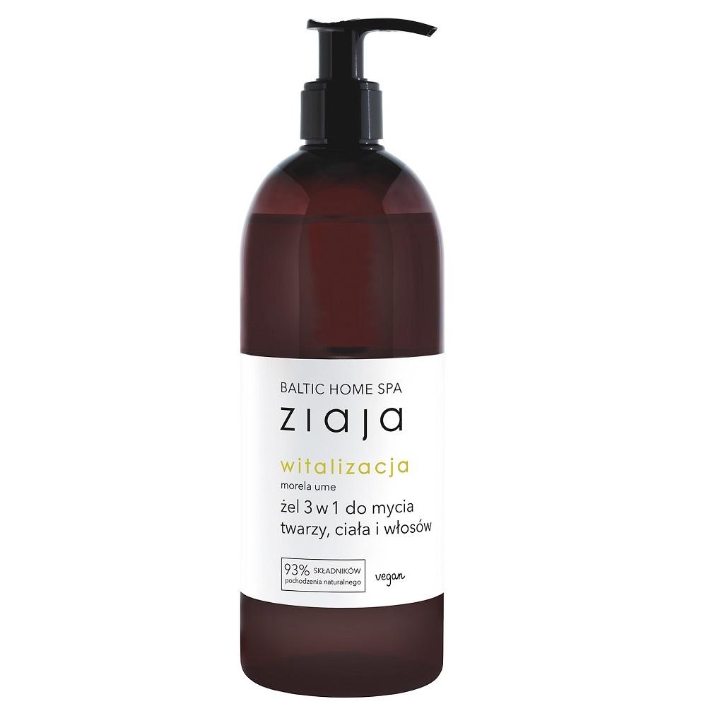 Ziaja Baltic Home Spa Witalizacja żel 3w1 do mycia twarzy ciała i włosów Morela Ume, 500ml