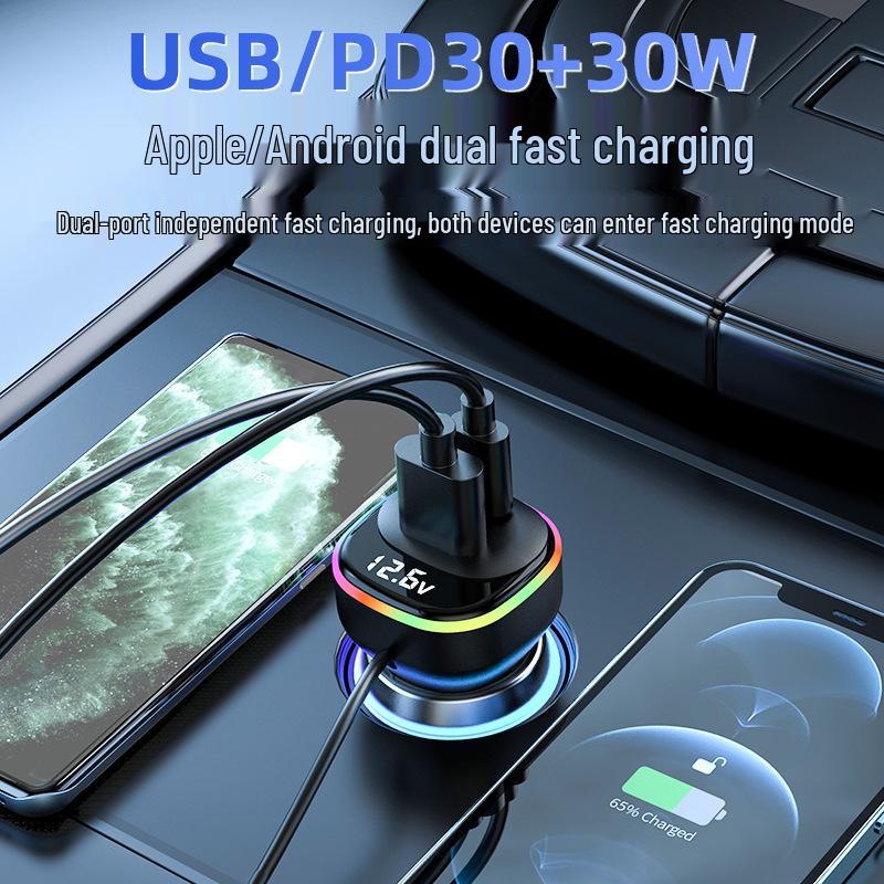 Super Fast Multifunctional Rear Seat Car Charger with PD Multi-Port Cable