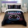 Set Biancheria da Letto 3 Pezzi Stampa Nirvana Copripiumino con Due Federe Biancheria da Letto Morbida per Camera da Letto Domestica