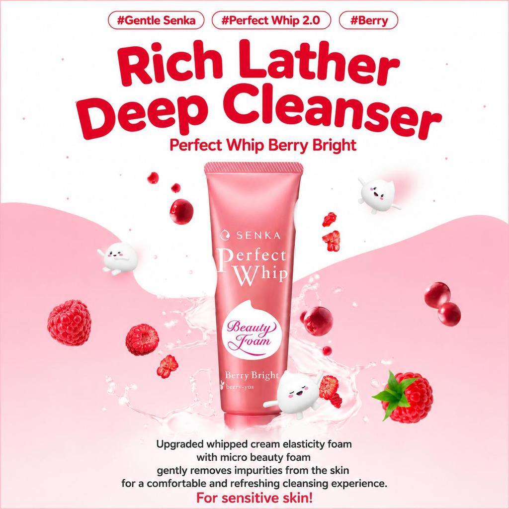 Senka Perfect Whip Beauty Foam Fresh / White / Berry Bright 50g (10 Options)