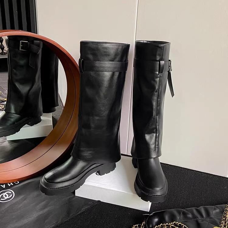 

Модные высокие сапоги до колена, массивная женская обувь, зима 2025, новые кожаные удобные ботинки челси в стиле панк-гладиатор, модные готические зимние ботинки челси Mujer 40