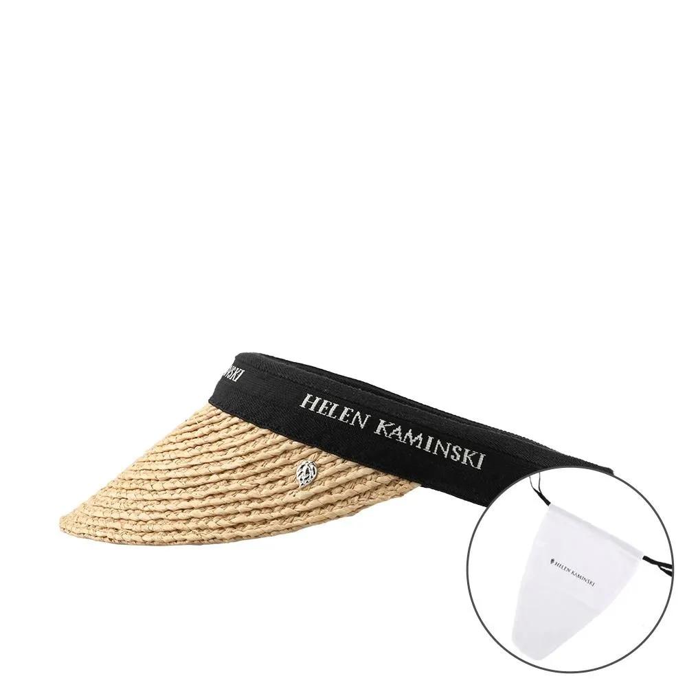 Helen Kaminski HAT52204 Naturale Nero Logo Bianco 8 Visiera