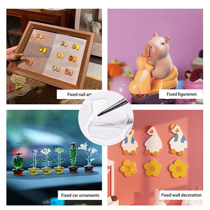 60Pcs Elliptical Traceless Double-Side Adhesive Tape Gel For False Nails Display Stand Ultra-Thin Soft Jelly Glue Sticker