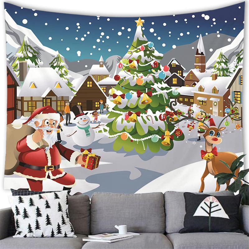 Merry Christmas Cartoon Snowman Cross Border Tapestry Wall Hanging