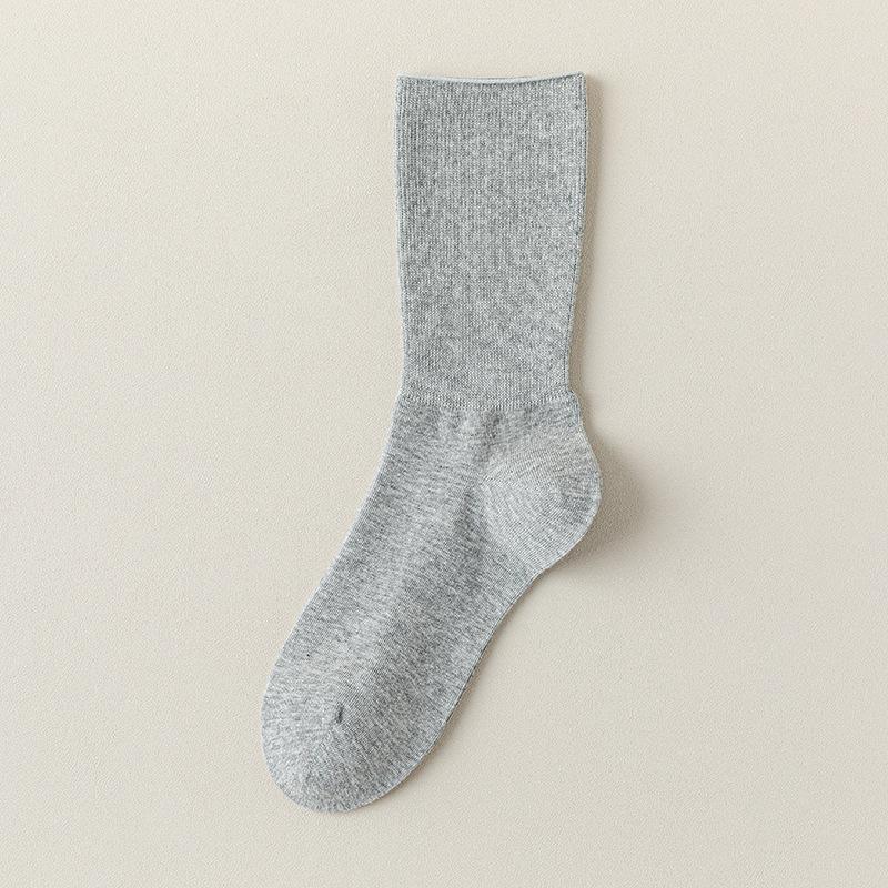 Mid-calf Socks, Solid-colored Cotton Socks, Women's Autumn and Winter Postpartum Socks, Women's Sweat-absorbing Boneless Loose Compression Socks