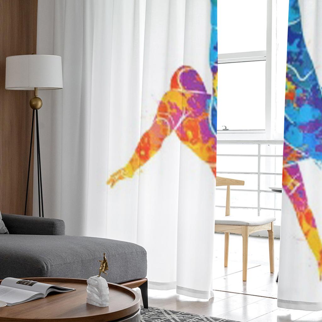 Ball Fußballspieler Tüll Gardinen für Wohnzimmer Dekoration Vorhang für das Zimmer Schlafzimmer Küche Voile Organza Vorhänge