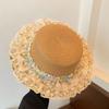 Flat Top Lace Floral Brim Cap Japanese Style Women's Sun Hat Simple Straw Woven Top Hat  Beach