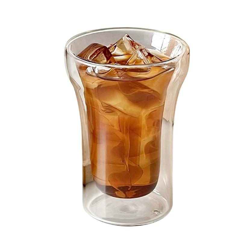 1pcs Double Wall Glass Cup High Borosilicate Heat Resistant Transparent Coffee Cup Cold Brew Tea Cup for Home Use