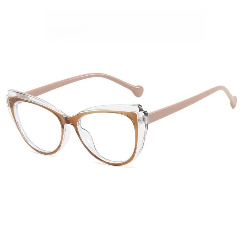 

Контрастные очки «кошачий глаз» для женщин с прозрачными линзами подходят для повседневной носки и летнего отпуска.