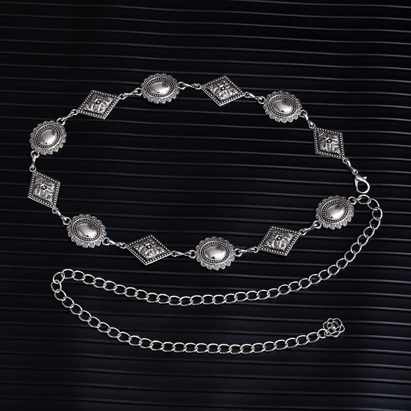 Adjustable Metal Disc Waist Chain Women'S Skirt Accessories Belt Versatile Sweater Chain Bohemian Skinny Waist Seal