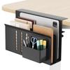 Keemute Desk Side Storage Shelf with Clamp, Easy Installation, Laptop Storage, File Storage, Double Shelf, Load Capacity 5kg, Desk Side Pocket