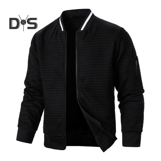 Herrenjacke Herbst Winter Einfarbig Waffelstruktur Sweatshirtjacke mit Taschen Reißverschlussleiste Lässige Oberbekleidung Sportliche Kleidung