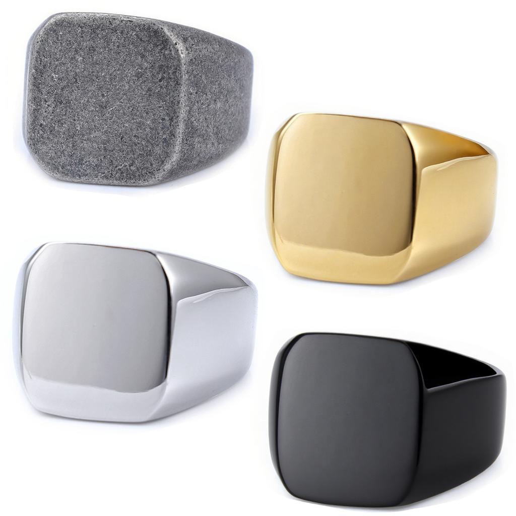 Personalized Tide Brand Spring Titanium Steel Square Smooth Stainless Steel Ring