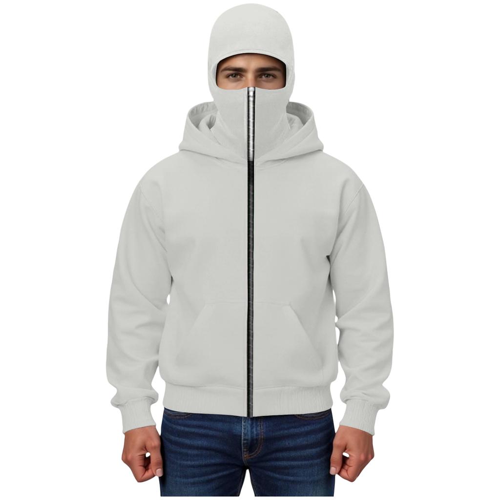 Men's Double Hood Loose Outdoor Trendy Hood Cardigan Zipper Hoodie