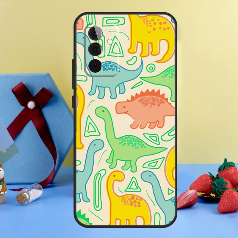Fun Dinosaur Pattern Dino Case For Samsung Galaxy A26 A16 A36 A56 A15 A35 A55 A14 A34 A54 A12 A32 A52 A13 A33 A53 A17