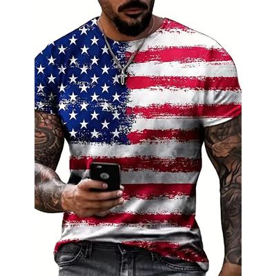 T-shirt imprimé en 3D avec drapeau américain pour hommes
