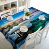 Waterfall Tablecloth Merry Christmas Seascape Pattern Waterproof Thicken Rectangular And Round Table Cloth For Wedding