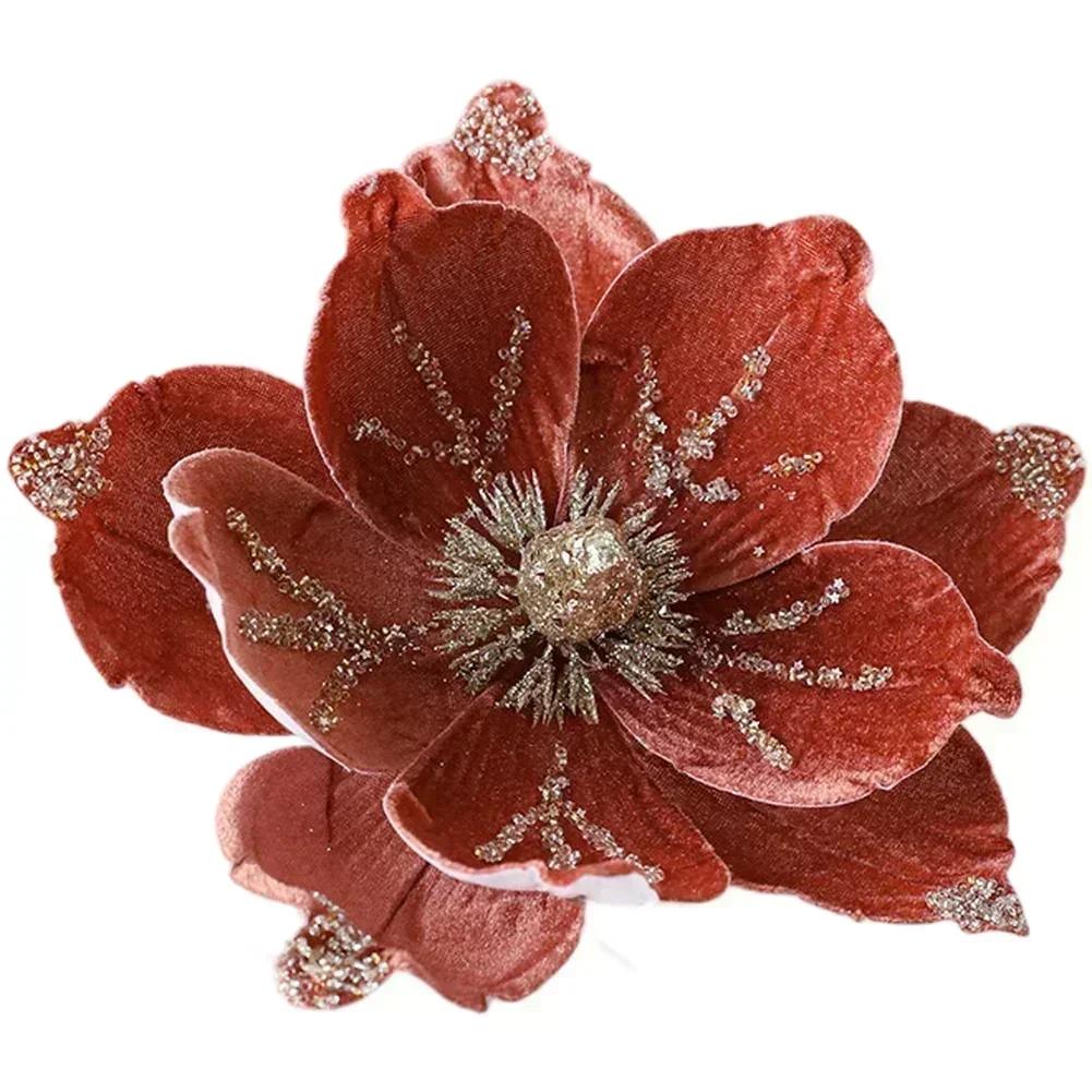 Holiday Home Decor Christmas Artificial Flower Elegant Touch Lifelike Design Light Luxury Style Realistic Magnolia Holiday Decor