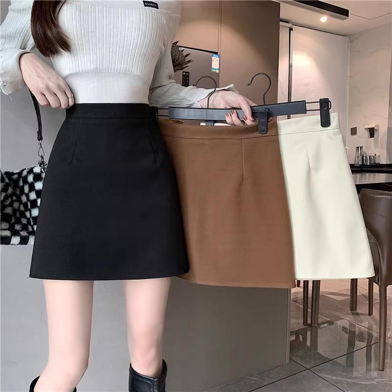 

Women s High-Waist Wool A-line Midi Skirt - Autumn Preppy Style Bodycon in Solid Color 3X-Large