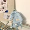 Adorable Candy Color Backpack with Korean Pendant - Milky Macaron Shades for Students