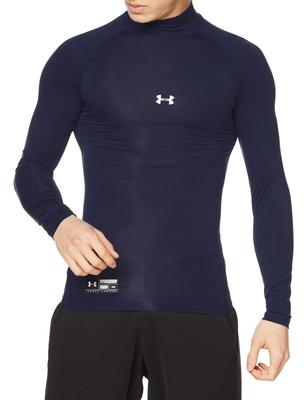 [Under Armor] Baseball Baselayer UA Heat Gear Armor Compression Long Sleeve Mock Men's Midnight Navy MD