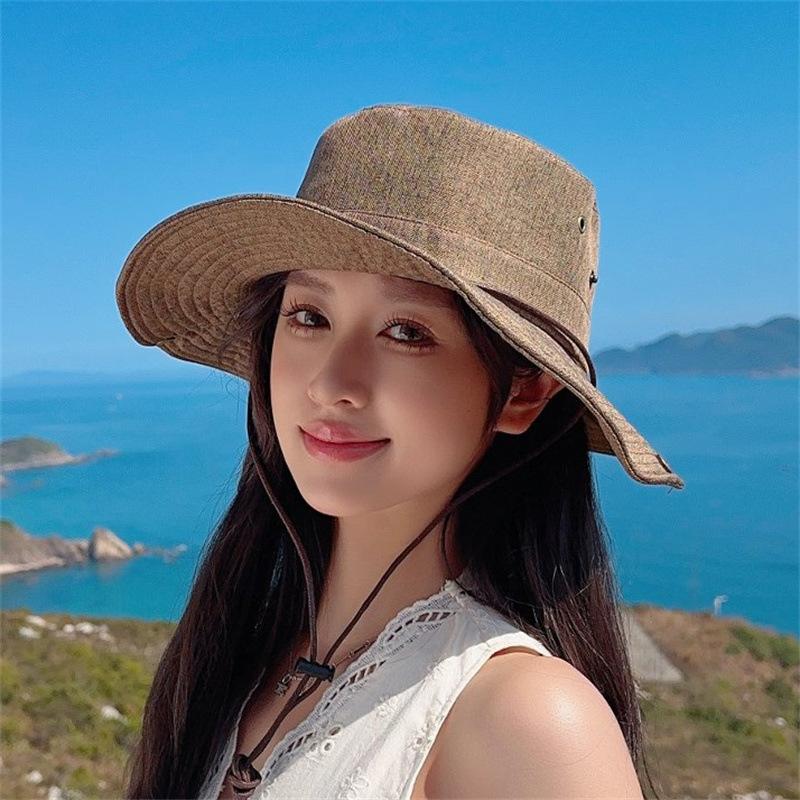 Western Cowboy Hat Bucket Hat Summer Sun Protection Sun Hat Women's Outdoor Men's Sunshade Big Brim Hiking Hat