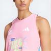 Adidas Abstract Pattern Text Print Quick-Dry Running Sports Vest Women Vests Blessing-Pink IX7771