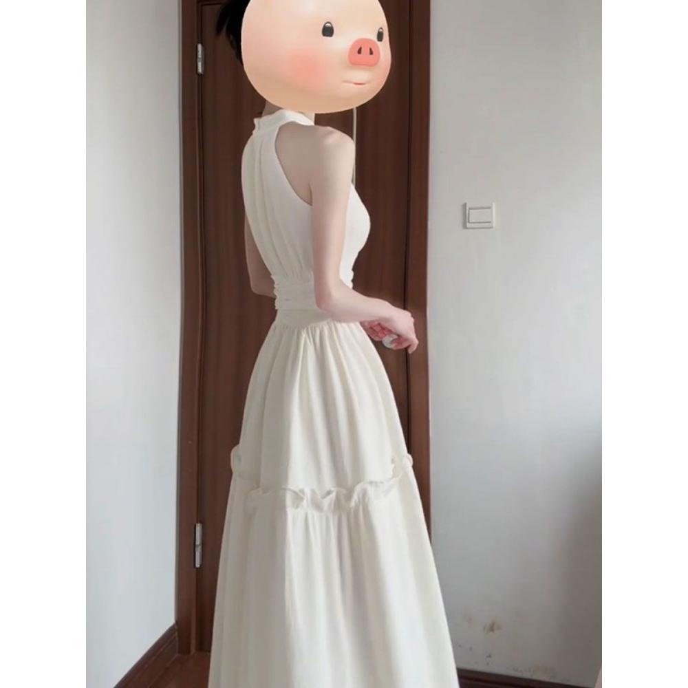 Sleeveless vest neck sling dress children's summer leisure new seaside vacation thin temperament French dress