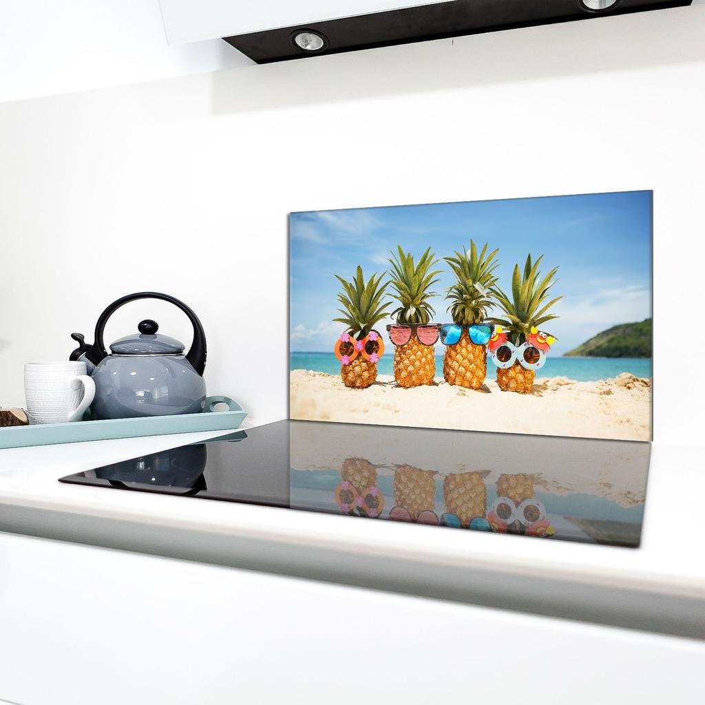 Szklana płyta ochronna na kuchenkę 90x52 Ananas