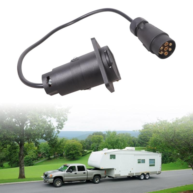 Anhängeradapter 5-polig 7-polig Doppelkopfstecker 60cm ABS-Konstruktion Geeignet für Fahrzeugabschleppen Kompatibilität