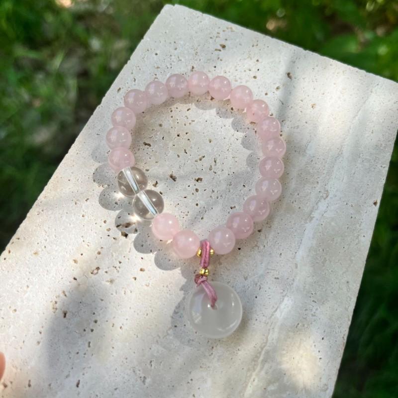 Natural White Quartz Crystal Bracelet With Pendant Handmade Minimalist Single Strand Women Friendship Gift