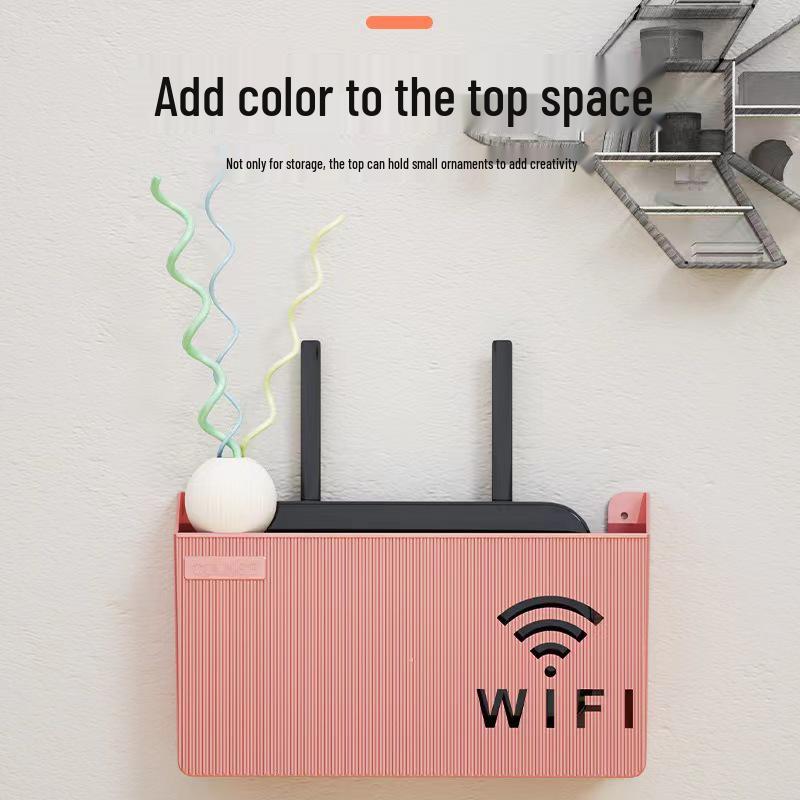 Punch-Free Wall-Mounted Wireless Router and Cable Organizer Box