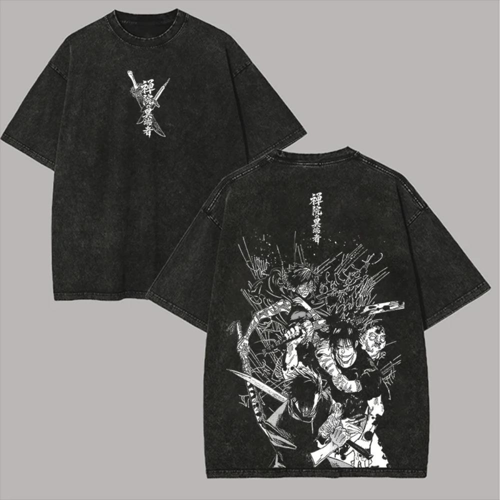Jujutsu Kaisen Zenin Maki Anime Tshirt Gothic Y2k Vintage Washed T-shirt Men's Unisex Clothing Cotton Tees Tops Summer