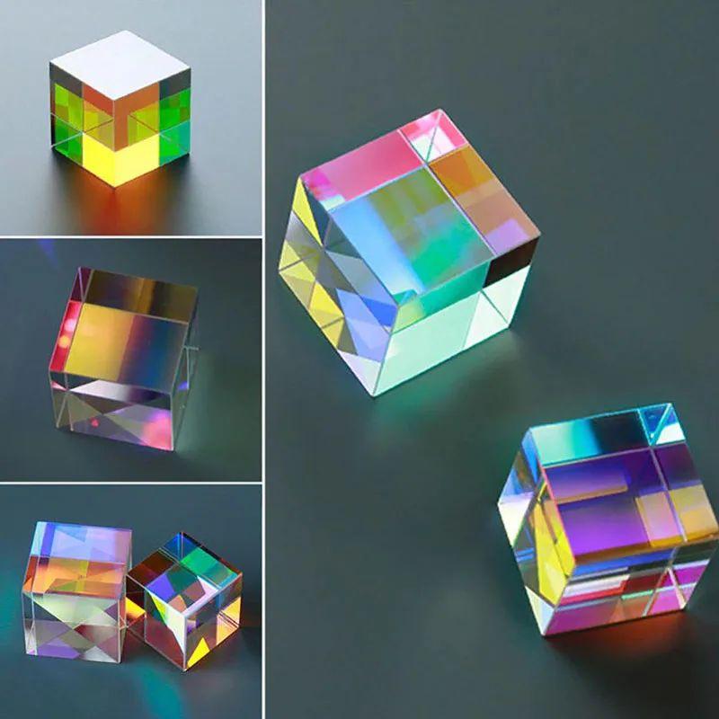 Optische Glazen Kubus Kleur Combinatie Prisma Lichtkubus Kleur Breking Galvaniseren Bureau Sieraden Zonlicht Verjaardagscadeau