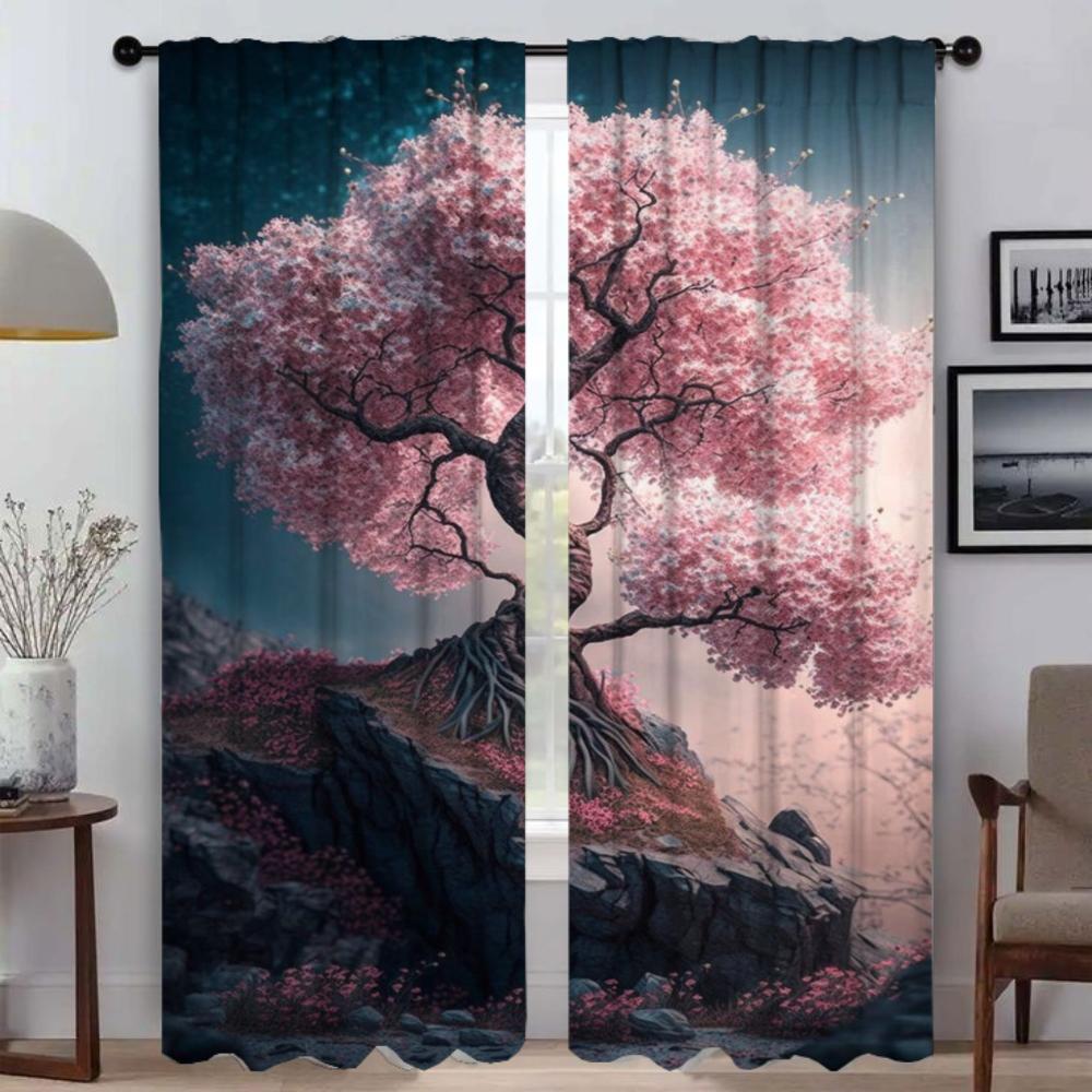 

Шторы в виде дерева для спальни, противомоскитные шторы, 2 шт., затемняющие шторы, занавески для гостиной, украшения на Хэллоуин, перегородка W50xH70cmx2pcs-CL