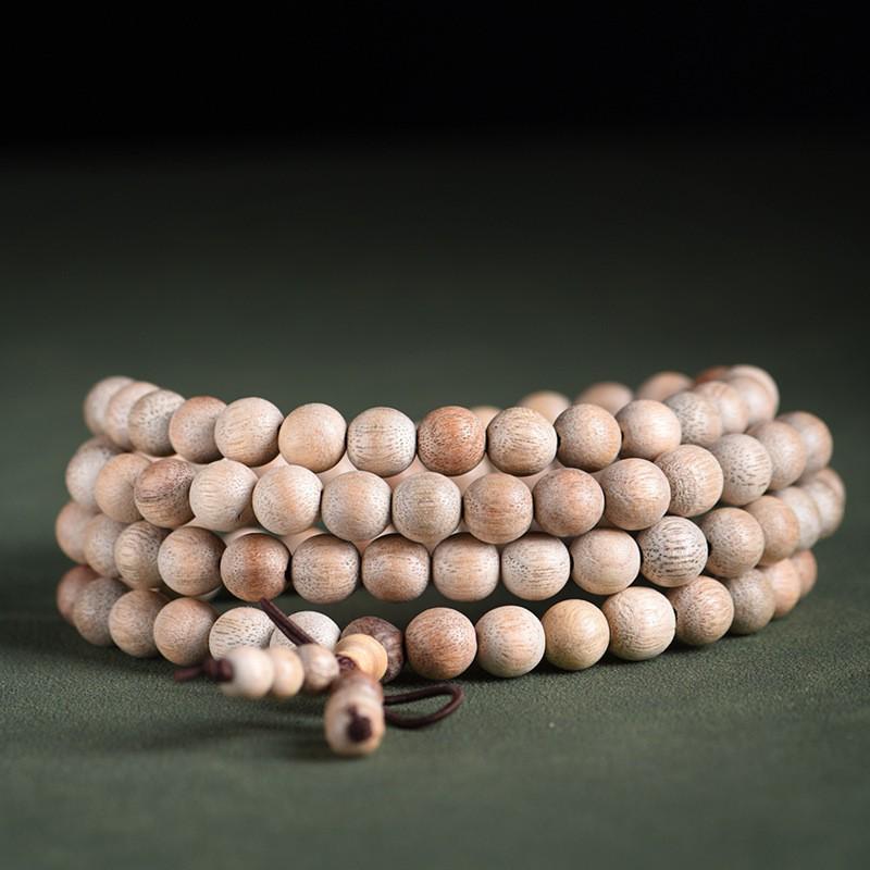 Buddhist Prayer Bracelet - 108 Beads, Multi-strand Sandalwood, Black Rosewood, Wenwan Style