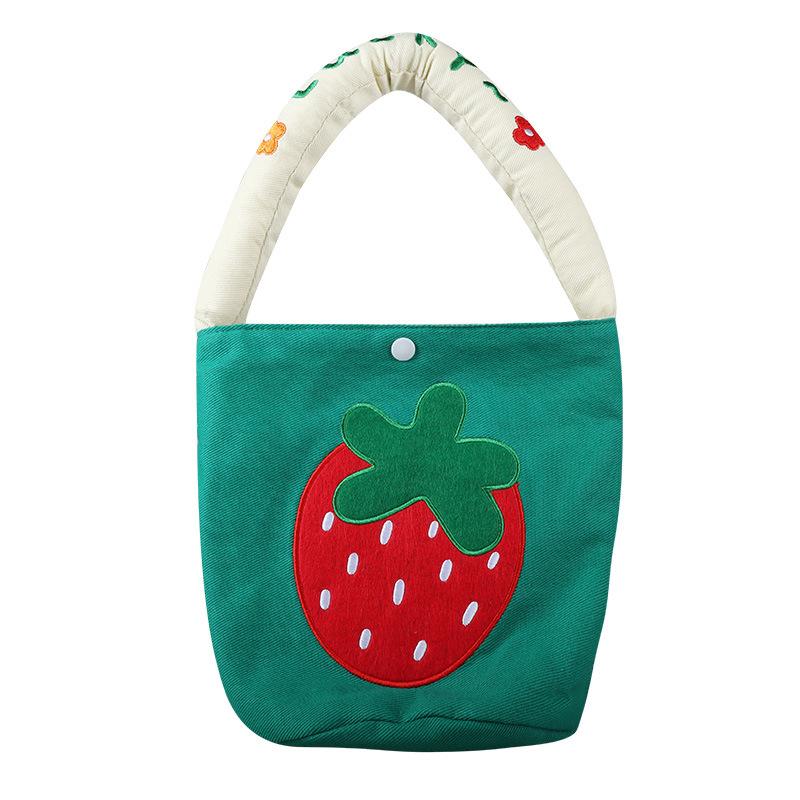 

Children s Stylish and Cute Bag with Flower Pattern Handbag for Kindergarten Tutoring Use Strawberry зелений