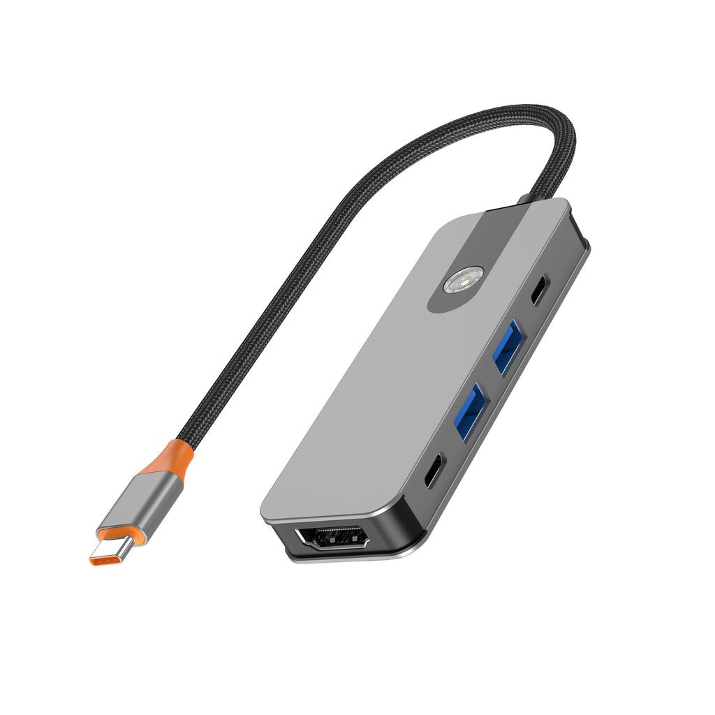 Type-C 8-in-1 Expansion Dock: 4K 60Hz Multi-Function Converter with One-Key Screen Off for Mobile Phones, Tablets, and Computers.