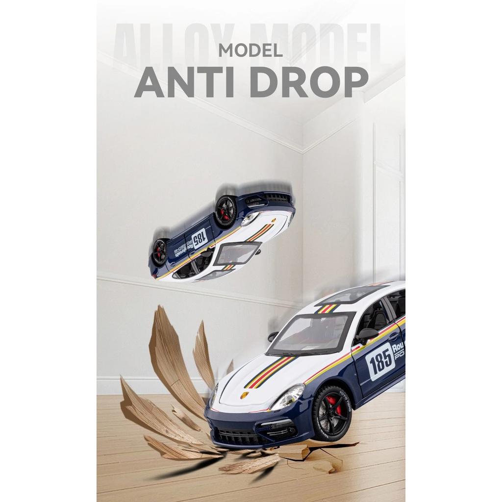 Spray 1/24 Porsche Panamera Supercar Model with Sound Light Collection Miniature Voiture Diecast Toy Vehicle Children Boy Gift Hobby